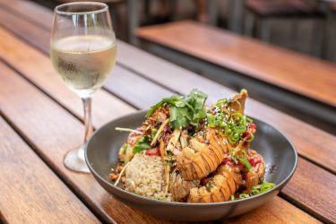 lobster with rice and white wine at The Park Hotel motel in Suffolk Park